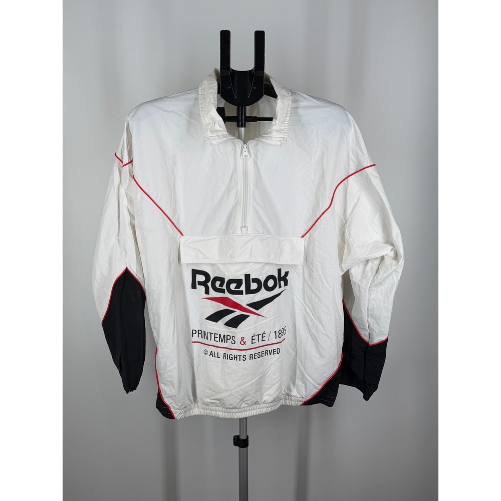 Reebok Vintage Printemps Ete 1895 Half Zip Windbreaker White Black Red M